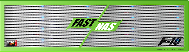 GB Labs FastNAS F16 Nitro MAX 288TB (230TB utiles), 2 x 1/10GbE et 2 x 10/25/40/50GbE